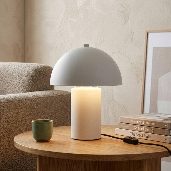 Reality Leuchten Stolní lampa Enya, světle šedá, kov, výška 25,5 cm, E14, Hliník / šedá / zinek, Obývací pokoj / jídelna, kov, Moderní