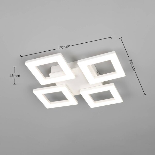 Reality Leuchten LED stropní svítidlo Cemi, hranaté, bílé, plast, 4 000 K, Bílá / opál, Kuchyň, Plast, Moderní
