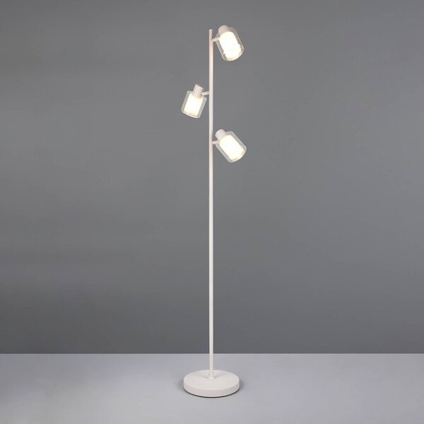 Reality Leuchten Stojací lampa Neralo, světle šedá, kov, výška 154,5 cm, E14, Hliník / šedá / zinek, Obývací pokoj / jídelna, kov