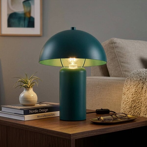 Reality Leuchten Stolní lampa Enya, tmavě modrá, kov, výška 25,5 cm, E14, Modrá, Obývací pokoj / jídelna, kov, Moderní