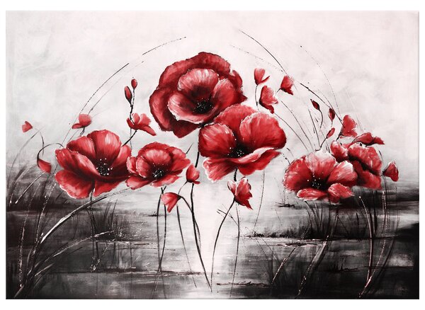 Ručně malovaný obraz Červené Vlčí máky Rozměry: 100 x 70 cm
