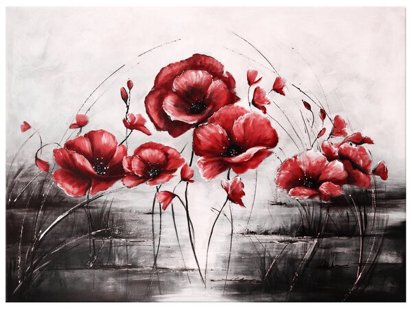 Ručně malovaný obraz Červené Vlčí máky Rozměry: 100 x 70 cm