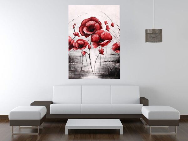 Ručně malovaný obraz Červené Vlčí máky Rozměry: 100 x 70 cm