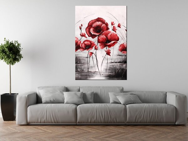 Ručně malovaný obraz Červené Vlčí máky Rozměry: 100 x 70 cm