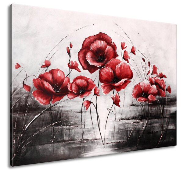Ručně malovaný obraz Červené Vlčí máky Rozměry: 100 x 70 cm