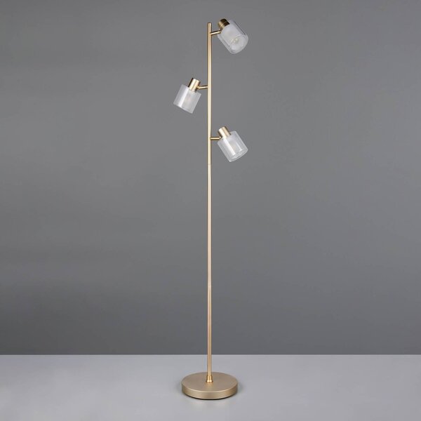Reality Leuchten Stojací lampa Neralo, zlatá, kov, výška 154,5 cm, E14, Mosaz / zlato, Obývací pokoj / jídelna, kov