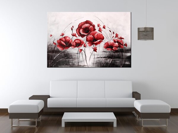 Ručně malovaný obraz Červené Vlčí máky Rozměry: 100 x 70 cm