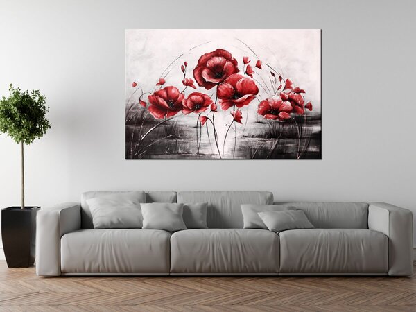 Ručně malovaný obraz Červené Vlčí máky Rozměry: 100 x 70 cm