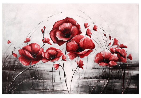 Ručně malovaný obraz Červené Vlčí máky Rozměry: 100 x 70 cm
