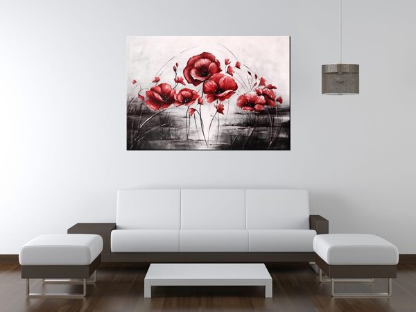 Ručně malovaný obraz Červené Vlčí máky Rozměry: 100 x 70 cm