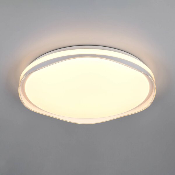 Reality Leuchten LED stropní svítidlo Pavo, šedé, plast, RGBW, dálkové ovládání, stmívatelný, Hliník / šedá / zinek, Obývací pokoj / jídelna, Plast, Moderní