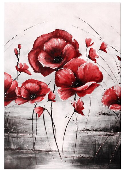 Ručně malovaný obraz Červené Vlčí máky Rozměry: 100 x 70 cm