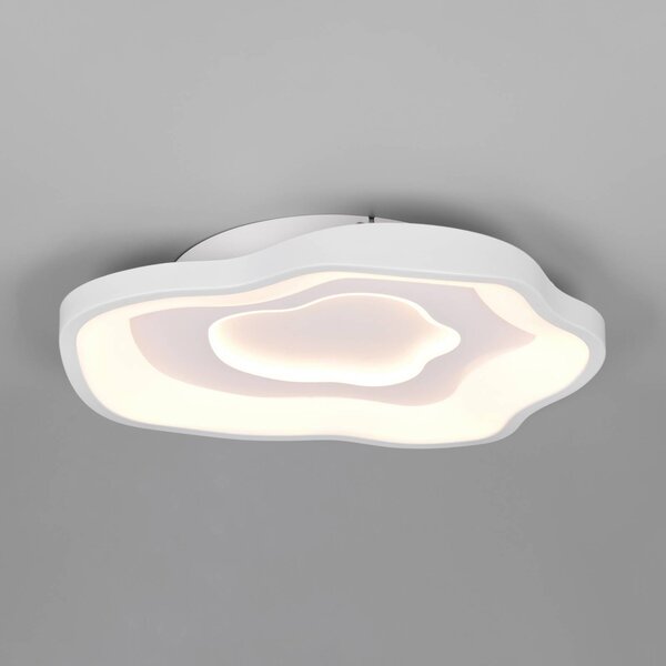 Reality Leuchten LED stropní svítidlo Nube, bílé, kovové, dálkové ovládání, stmívatelný, Bílá / opál, Obývací pokoj / jídelna, kov, Moderní