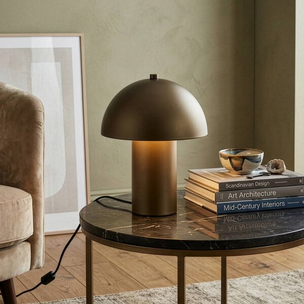 Reality Leuchten Stolní lampa Enya, platinová, kovová, výška 25,5 cm, E14, Bronz / starožitná mosaz, Obývací pokoj / jídelna, kov, Moderní
