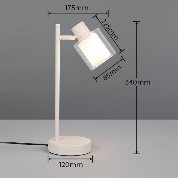 Reality Leuchten Stolní lampa Neralo, světle šedá, kov, výška 35,5 cm, E14, Hliník / šedá / zinek, Obývací pokoj / jídelna, kov