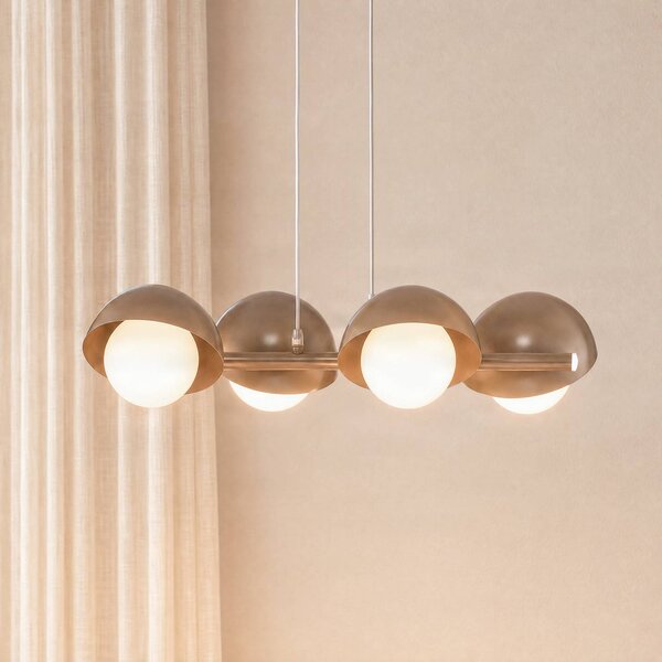 EMIBIG LIGHTING Závěsné světlo Boom 4, béžové, sklo/ocel, délka 60 cm, stmívatelný, Krémová / jantar, Obývací pokoj / jídelna, Sklo, Moderní
