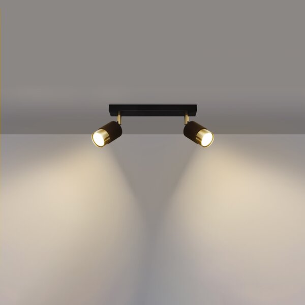 Sollux Lighting Stropní svítidlo NERO 2 černá/zlatá