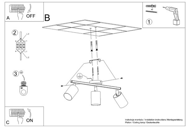 Sollux Lighting Stropní svítidlo LEMMI 3 černé