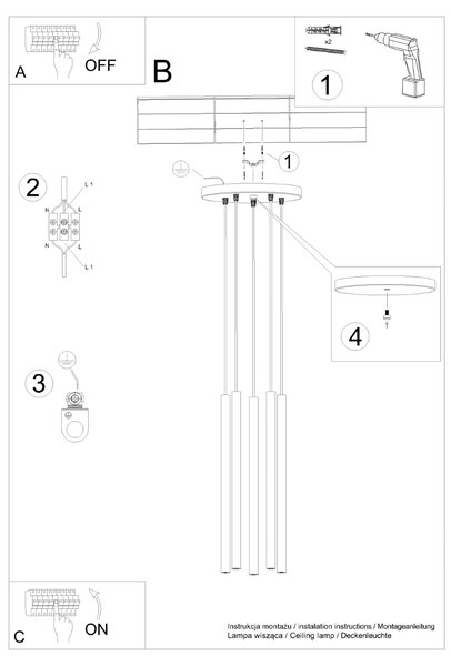 Sollux Lighting Závěsná lampa PASTELO 5P béžová