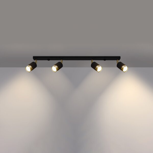 Sollux Lighting Stropní svítidlo NERO 4 černá/zlatá