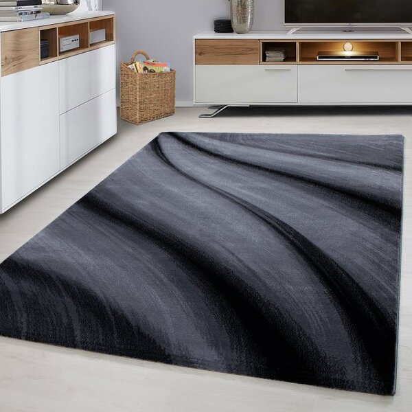 Ayyildiz, Kusový koberec Miami 6630 black, 80x300, šedá, kancelář