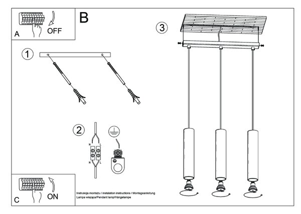Sollux Lighting Závěsná lampa LAGOS 3L béžová