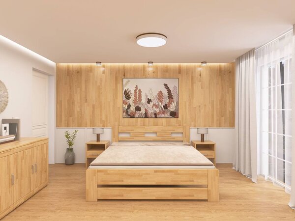 Buková zvýšená manželská postel Bora Odstín moření: Wenge, Rozměr: 180x200