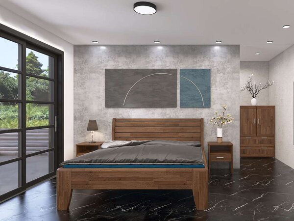 Buková zvýšená manželská postel Katrina Odstín moření: Wenge, Rozměr: 180x200