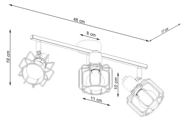Sollux Lighting Stropní svítidlo BELUCI 3 černé