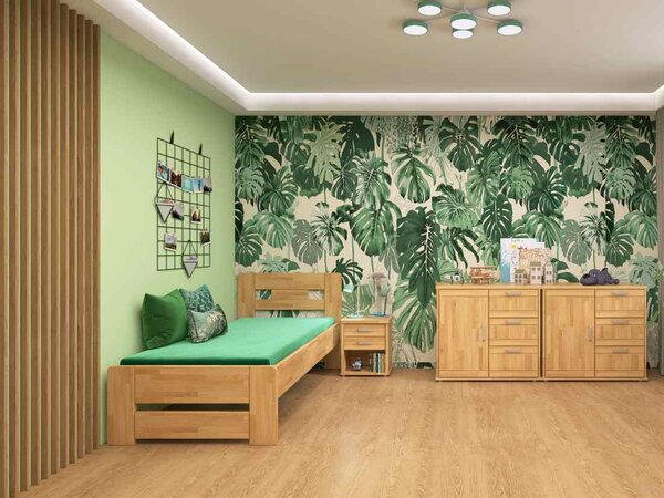 Buková zvýšená postel Bora Odstín moření: Třešeň, Rozměr: 90x200