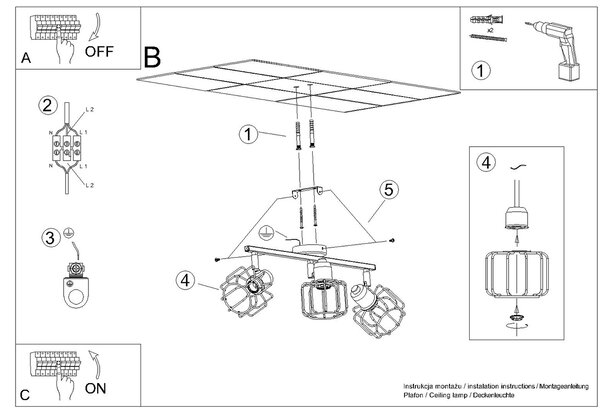 Sollux Lighting Stropní svítidlo BELUCI 3 bílé
