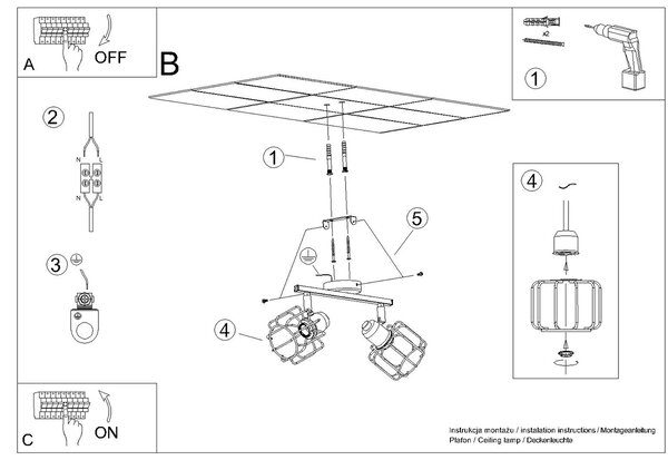 Sollux Lighting Stropní svítidlo BELUCI 2 bílé