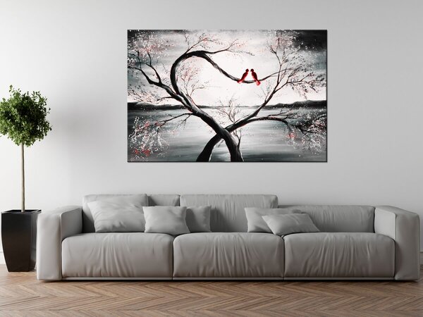 Ručně malovaný obraz Ptačí láska Rozměry: 70 x 100 cm