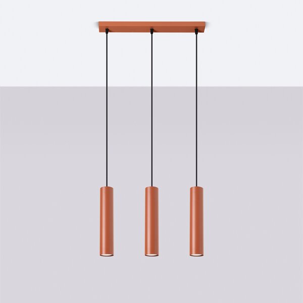 Sollux Lighting Závěsná lampa LAGOS 3L červená okrová