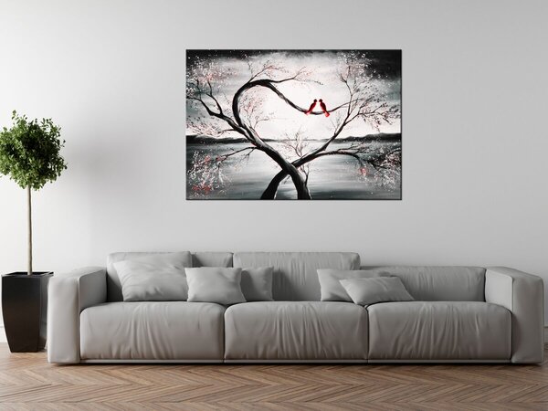 Ručně malovaný obraz Ptačí láska Rozměry: 70 x 100 cm