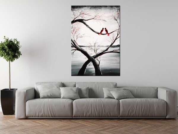 Ručně malovaný obraz Ptačí láska Rozměry: 70 x 100 cm