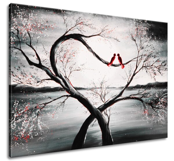Ručně malovaný obraz Ptačí láska Rozměry: 70 x 100 cm