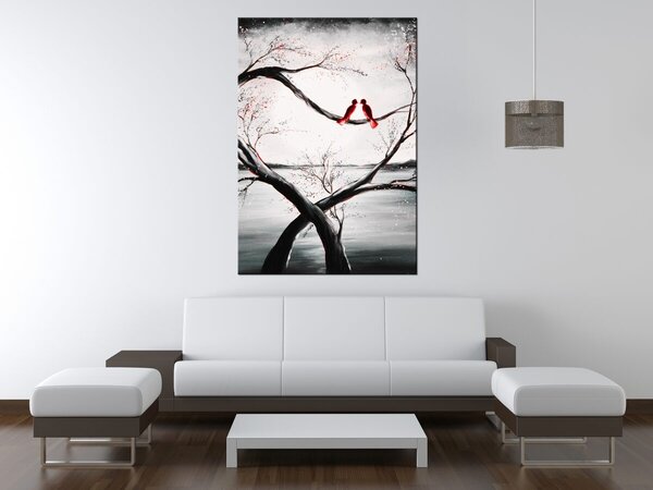Ručně malovaný obraz Ptačí láska Rozměry: 70 x 100 cm