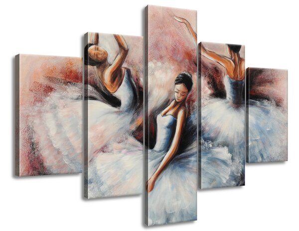 Ručně malovaný obraz Nádherné baletky - 5 dílný Rozměry: 100 x 70 cm