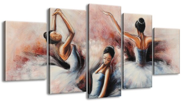 Ručně malovaný obraz Nádherné baletky - 5 dílný Rozměry: 150 x 70 cm