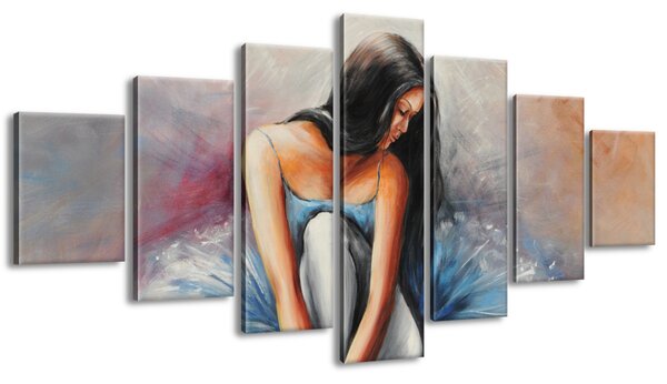 Ručně malovaný obraz Tmavovlasá baletka - 7 dílný Rozměry: 210 x 100 cm
