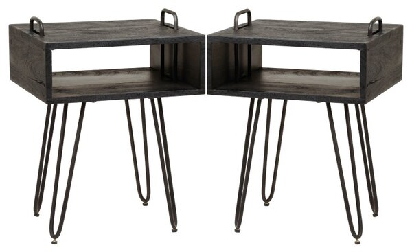 Noční stolek Bourak VI - set 2 ks Solid acacia black