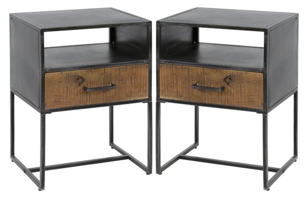 Noční stolek Vlend VIII - set 2 ks Robust hardwood / metal