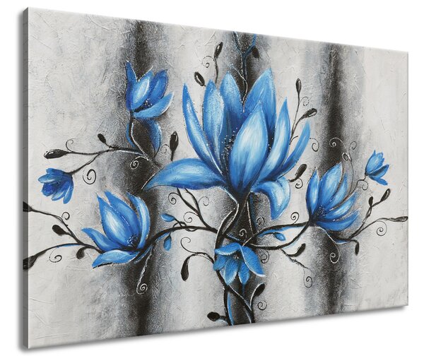 Ručně malovaný obraz Kytice modrých magnólií Rozměry: 120 x 80 cm