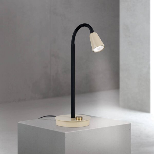 ORION Stolní lampa Dotty, khaki, výška 45 cm, podstavec, stmívač, GU10, stmívatelný, Krémová / jantar, Obývací pokoj / jídelna, kov, Moderní, Lampička na čtení