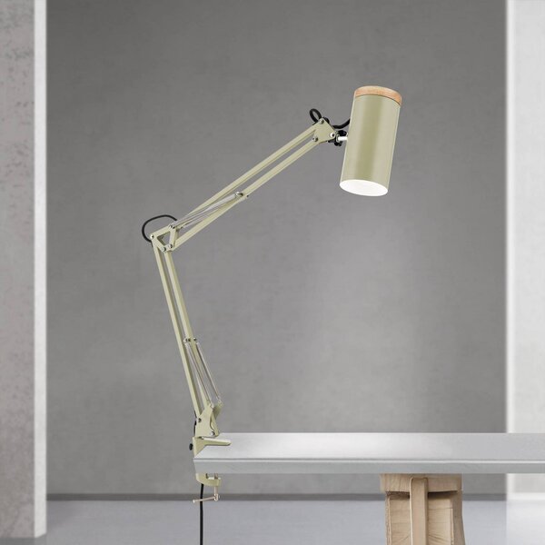 ORION Stolní lampa Gili, světle zelená, svěrka, ocel, výška 75 cm, E27, Zelená, Pracovna / kancelář, kov, Moderní