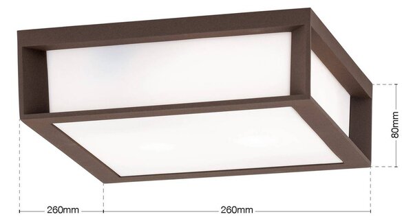 ORION Venkovní světlo Henry, corten, tlakově litý hliník, E27, IP44, stmívatelný, Hnědá / rez, Hliník, Moderní