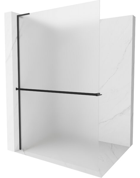 Mexen Kioto+ L, sprchová zástěna Walk-In s poličkou a věšákem 110 x 200 cm, 8mm sklo námraza, černý profil, 800-110-123-70-30