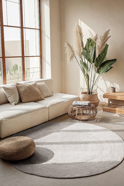 Hanse Home, Kusový koberec Jute Braided 106321 White kruh, 100x100 (průměr) kruh, bílá, chodba / předsíň