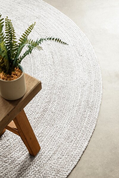 Hanse Home, Kusový koberec Jute Braided 106321 White kruh, 100x100 (průměr) kruh, bílá, chodba / předsíň